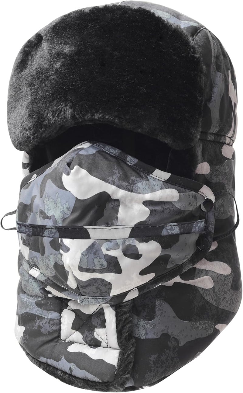 KOOLSOLY Trooper Trapper Hat,Winter Ski Hat with Winter Ear Flap and Ski Windproof Mask - Image 1