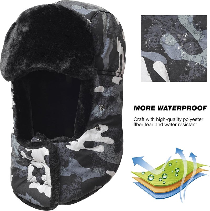 KOOLSOLY Trooper Trapper Hat,Winter Ski Hat with Winter Ear Flap and Ski Windproof Mask - Image 2