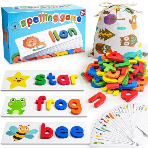 BEESTECH Alphabet ABC Learning Educational Toys for 3 4 5 Years Old Boys Girls Wooden Puzzle Flash Cards Preschool Activity Letter Matching Games for Kids Toddlers - Image 1