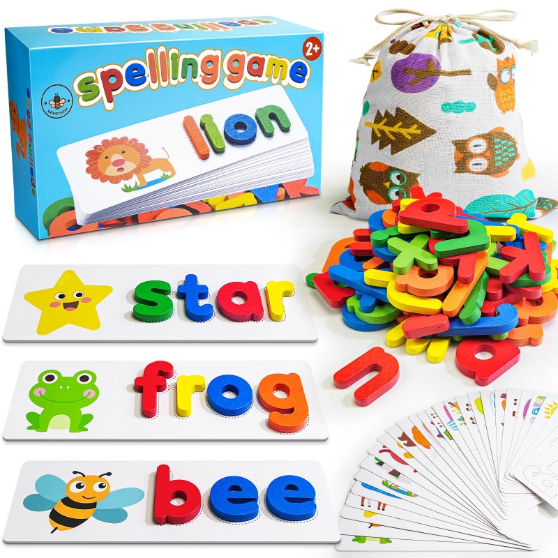 BEESTECH Alphabet ABC Learning Educational Toys for 3 4 5 Years Old Boys Girls Wooden Puzzle Flash Cards Preschool Activity Letter Matching Games for Kids Toddlers - Image 4