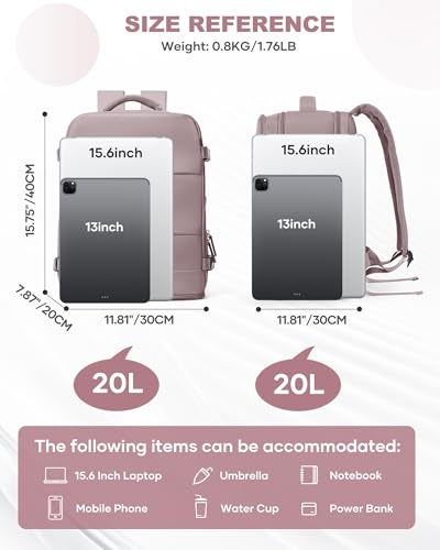 coowoz Travel Backpack Carry On for Women Man Gym Backpacks with Laptop Compartment Mochila de Viaje Teacher Personal Item Backpack Rucksack Airplane Accessories Must Haves Pink Purple Small - Image 3