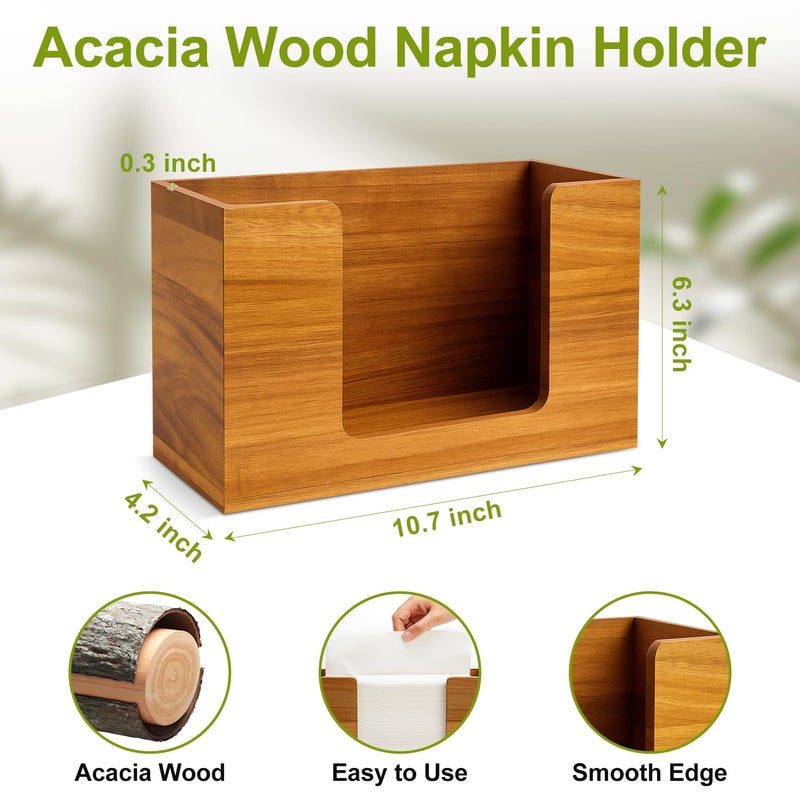 Hilislog Acacia Wood Paper Towel Dispenser Countertop Wooden Paper Towel Holder for Bathroom Kitchen Napkin Holder Counter Multifold C-Fold Z-Fold Trifold Hand Towels Dispenser for Toilet Restroom - Image 3