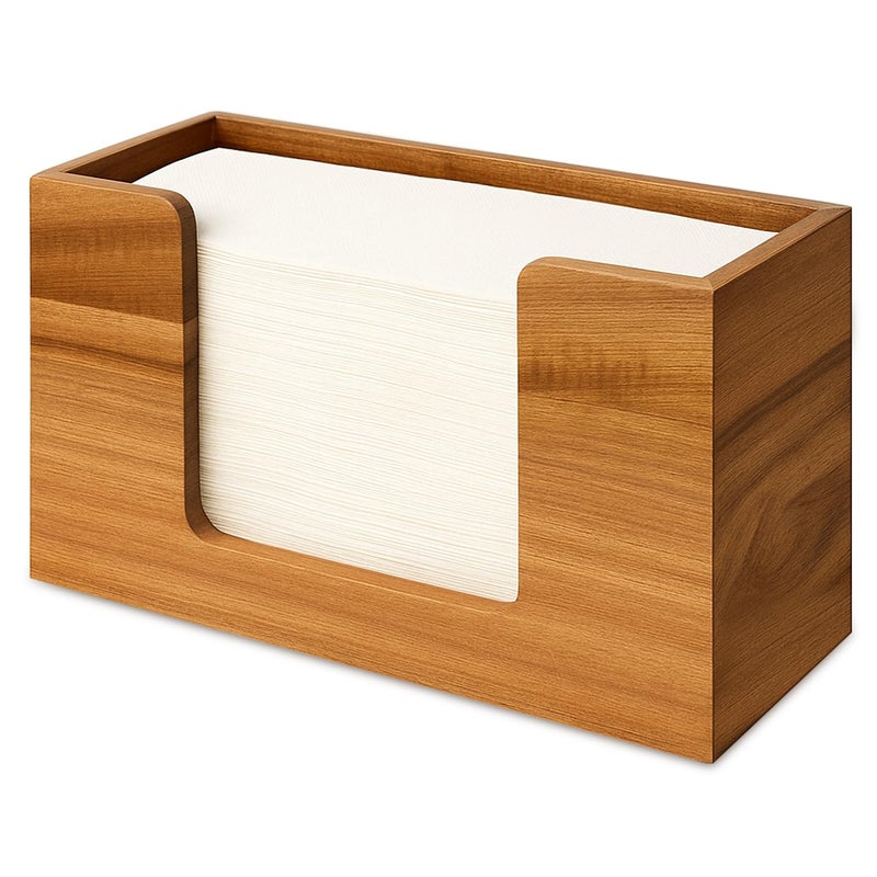 Hilislog Acacia Wood Paper Towel Dispenser Countertop Wooden Paper Towel Holder for Bathroom Kitchen Napkin Holder Counter Multifold C-Fold Z-Fold Trifold Hand Towels Dispenser for Toilet Restroom - Image 1