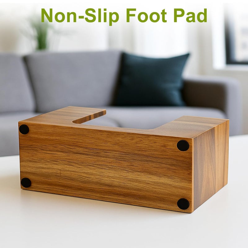 Hilislog Acacia Wood Paper Towel Dispenser Countertop Wooden Paper Towel Holder for Bathroom Kitchen Napkin Holder Counter Multifold C-Fold Z-Fold Trifold Hand Towels Dispenser for Toilet Restroom - Image 5