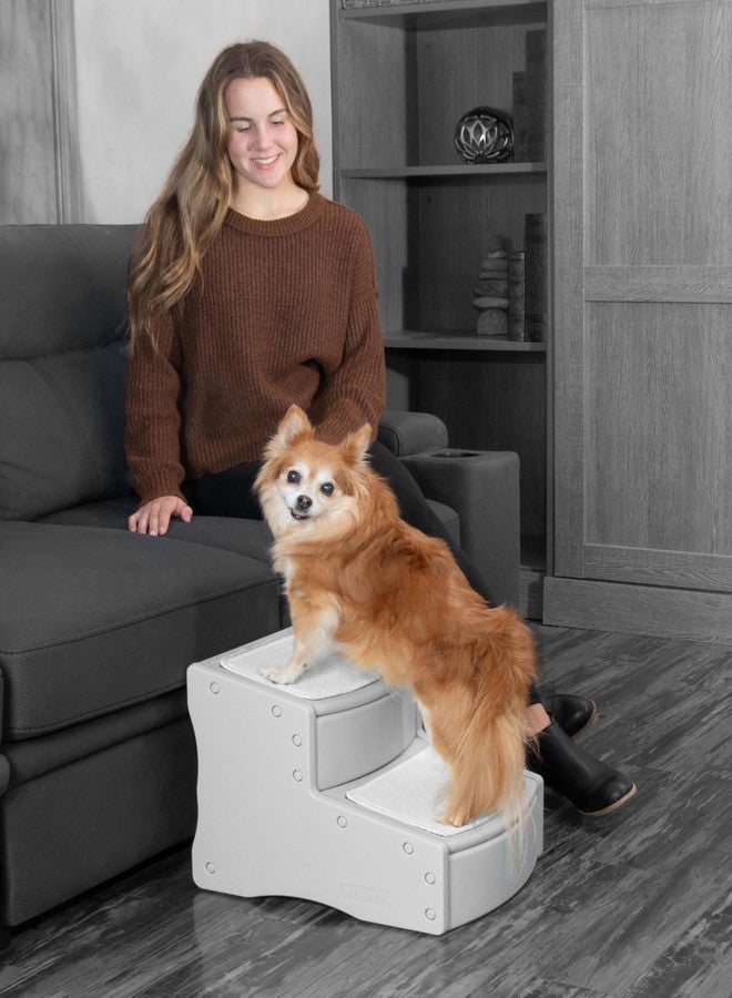 Pet Gear Easy Step II Pet Stairs, 2 Step for Cats/Dogs up to 75-pounds, Portable, Removable Washable Carpet Tread, No Tools Required, Fog - Image 1