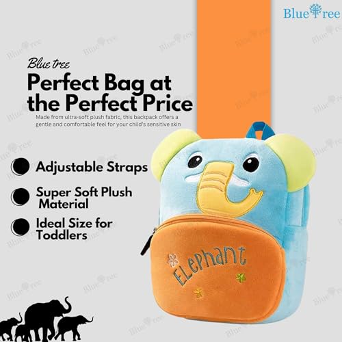 blue tree Cute Kids Backpack Toddler Bag Plush Animal Cartoon Mini Travel Bag for Baby Girl Boy 1-5 Years (s, Elephant, Sky Orenge) - Image 3