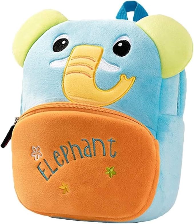 blue tree Cute Kids Backpack Toddler Bag Plush Animal Cartoon Mini Travel Bag for Baby Girl Boy 1-5 Years (s, Elephant, Sky Orenge) - Image 1