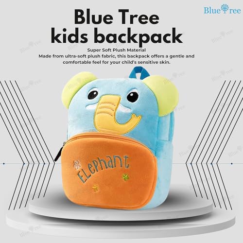 blue tree Cute Kids Backpack Toddler Bag Plush Animal Cartoon Mini Travel Bag for Baby Girl Boy 1-5 Years (s, Elephant, Sky Orenge) - Image 2
