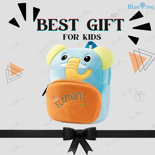 blue tree Cute Kids Backpack Toddler Bag Plush Animal Cartoon Mini Travel Bag for Baby Girl Boy 1-5 Years (s, Elephant, Sky Orenge) - Image 5