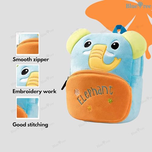 blue tree Cute Kids Backpack Toddler Bag Plush Animal Cartoon Mini Travel Bag for Baby Girl Boy 1-5 Years (s, Elephant, Sky Orenge) - Image 4