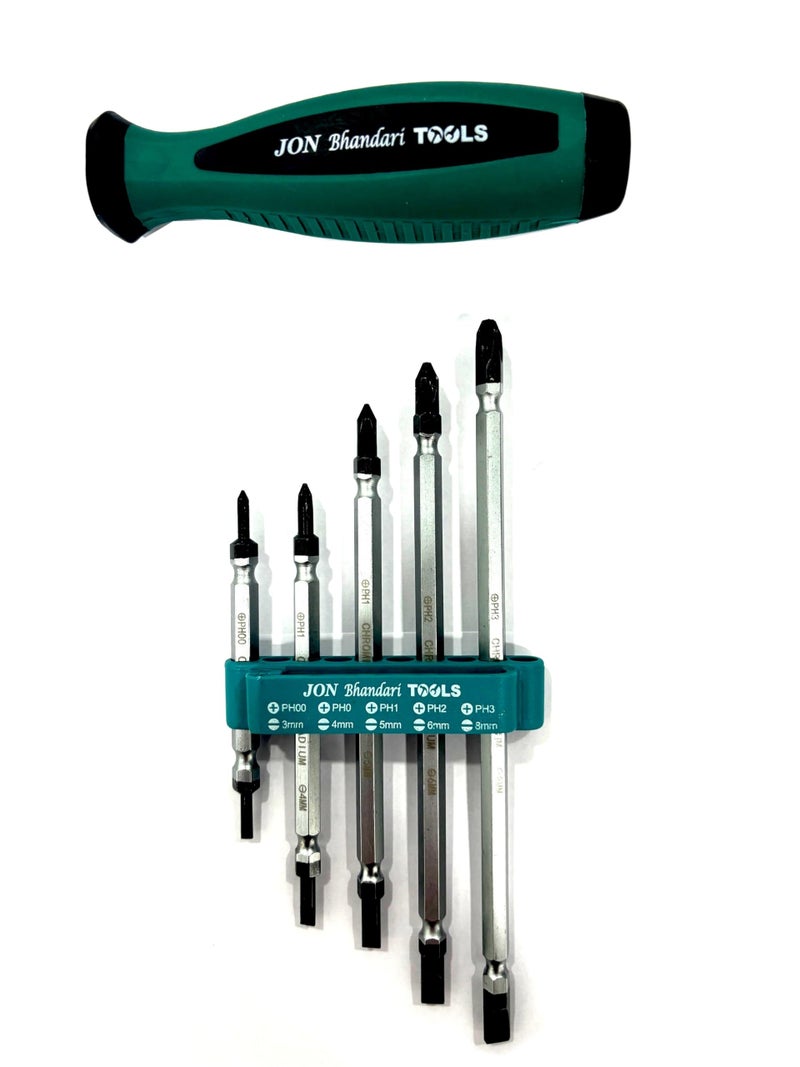 Jon Bhandari Tools 5-in-1 Screwdriver Set | Slotted (3mm–8mm) & Phillips (PH00–PH3) | Multipurpose Precision Tool Kit for Home, Electrical & DIY Use - Image 1