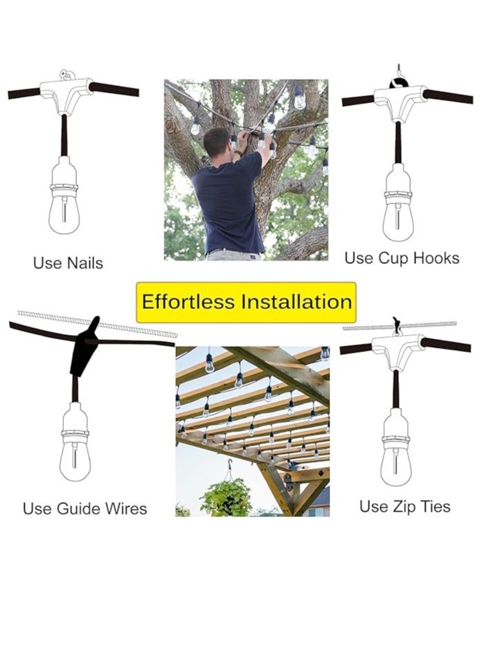 ESNCO 33FT Outdoor String Lights, Electric Plug-In Festoon Lights 10 Meter 20 LED Bulbs, Outdoor Waterproof Decorative Hanging Light String for Patio Garden Porch Yard (10M with G45 Clear)  - Image 4