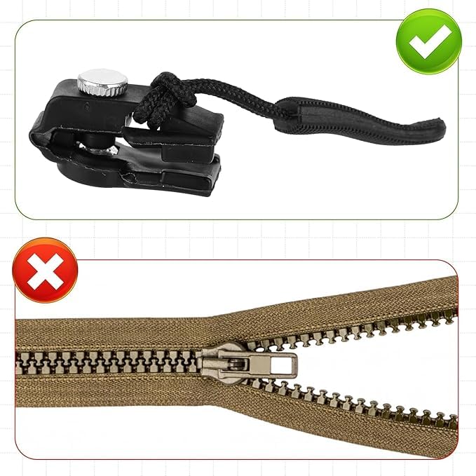 Sets Instant Zipper Repair Kit M Sizes Universal Zipper Slider Replacement Adjustable Zipper Fixer Zipper Pull for Luggage Backpack Wallets Suitcases Tents Jackets Skirts Jeans Black 10PCS  - Image 4