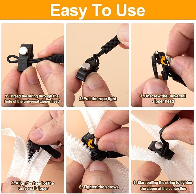 Sets Instant Zipper Repair Kit M Sizes Universal Zipper Slider Replacement Adjustable Zipper Fixer Zipper Pull for Luggage Backpack Wallets Suitcases Tents Jackets Skirts Jeans Black 10PCS  - Image 3