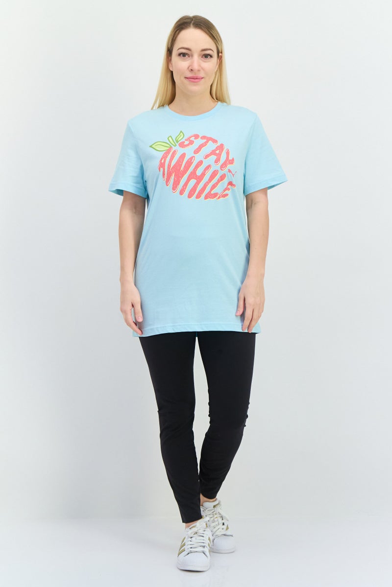 PUMA Women Sportswear Fit Short Sleeve Training T-Shirt, Blue Combo  - Image 2