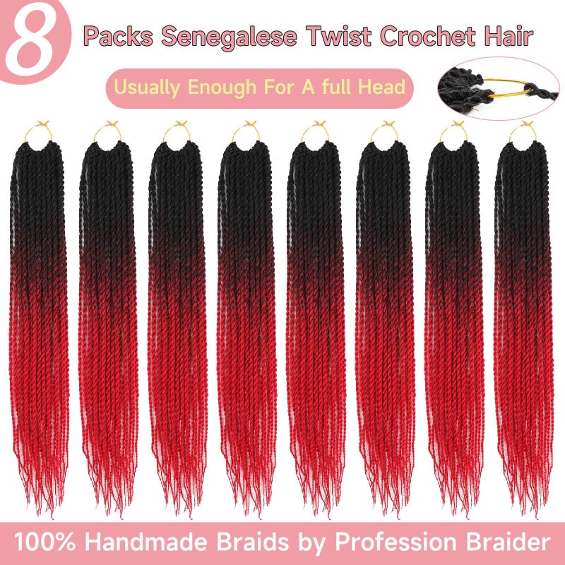 Befunny Senegalese Twist Crochet Hair-8 Packs 18 Inch Senegalese Twist Crochet Braids For Women, Black Pre Looped Pretwisted Crochet Braids, Synthetic Crochet Twist Hair (18in,1B#) - Image 4