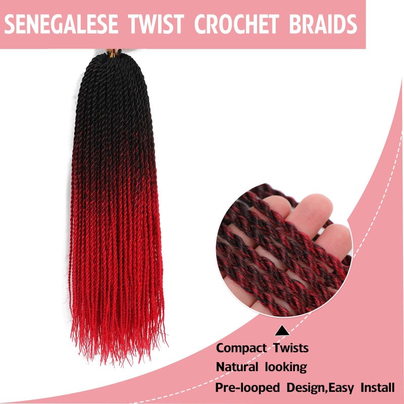 Befunny Senegalese Twist Crochet Hair-8 Packs 18 Inch Senegalese Twist Crochet Braids For Women, Black Pre Looped Pretwisted Crochet Braids, Synthetic Crochet Twist Hair (18in,1B#) - Image 5