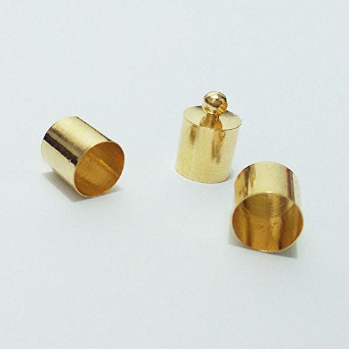 50pcs Gluein Style Necklace Cord Crimp End Caps Tassel caps Beads crimps end 6mm Wide 10mm Long KC Gold Plated