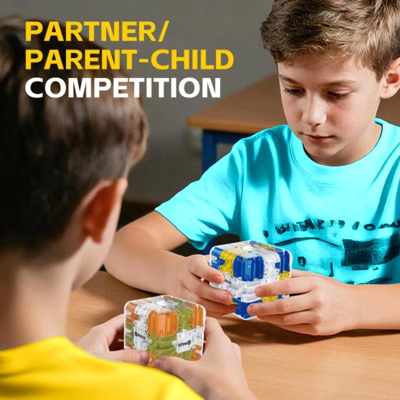 3D Maze Cube 7cm Transparent Shell - Smooth Seamless Rotation Rolling Ball Puzzle for Stress Relief Brain Training Parent Child Activities Partner Competitions - Image 2