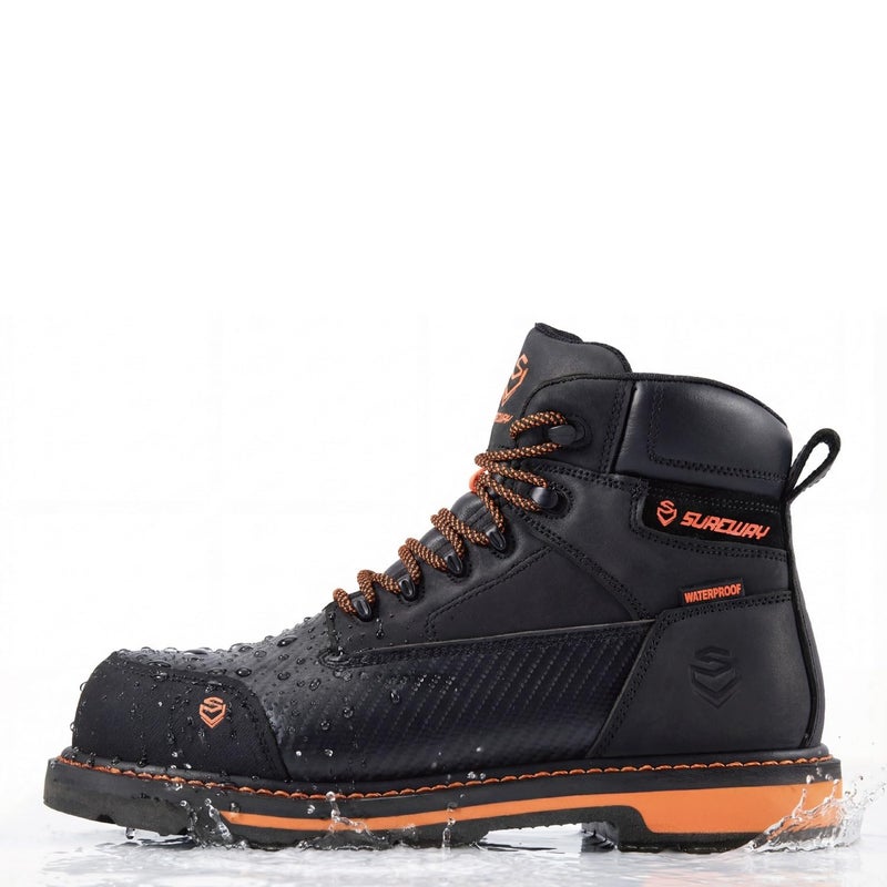SUREWAY Men's 6" Waterproof Soft Toe Work Boots - Crazy Horse Leather Safety Shoes,GoodyearWelt Slip Resistant EH Rated Heavy Duty Construction Boots for Industrial, Roofing, Landscaping - Image 4