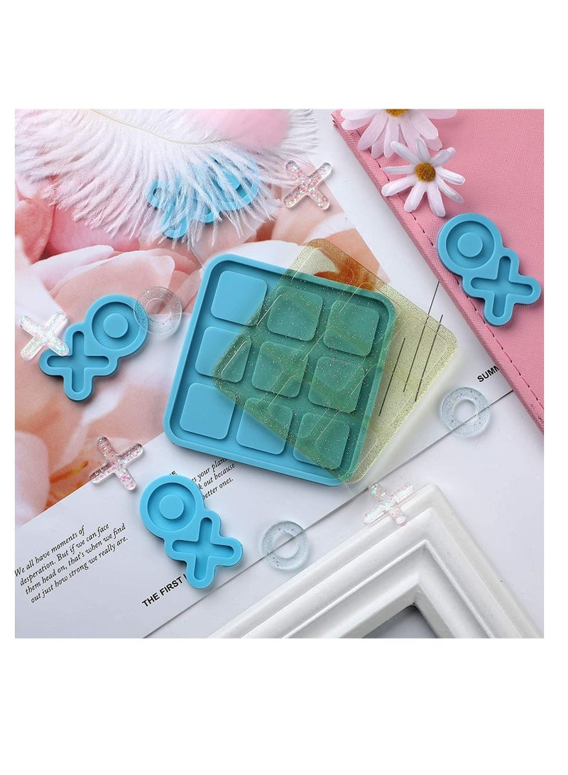 Excefore Tic Tac Toe Resin Mold with 4 XO Chess Pieces Molds, XO Board Game Silicone Casting Molds for Resin Casting,DIY Tabletop Board Game(2PCS) - Image 2