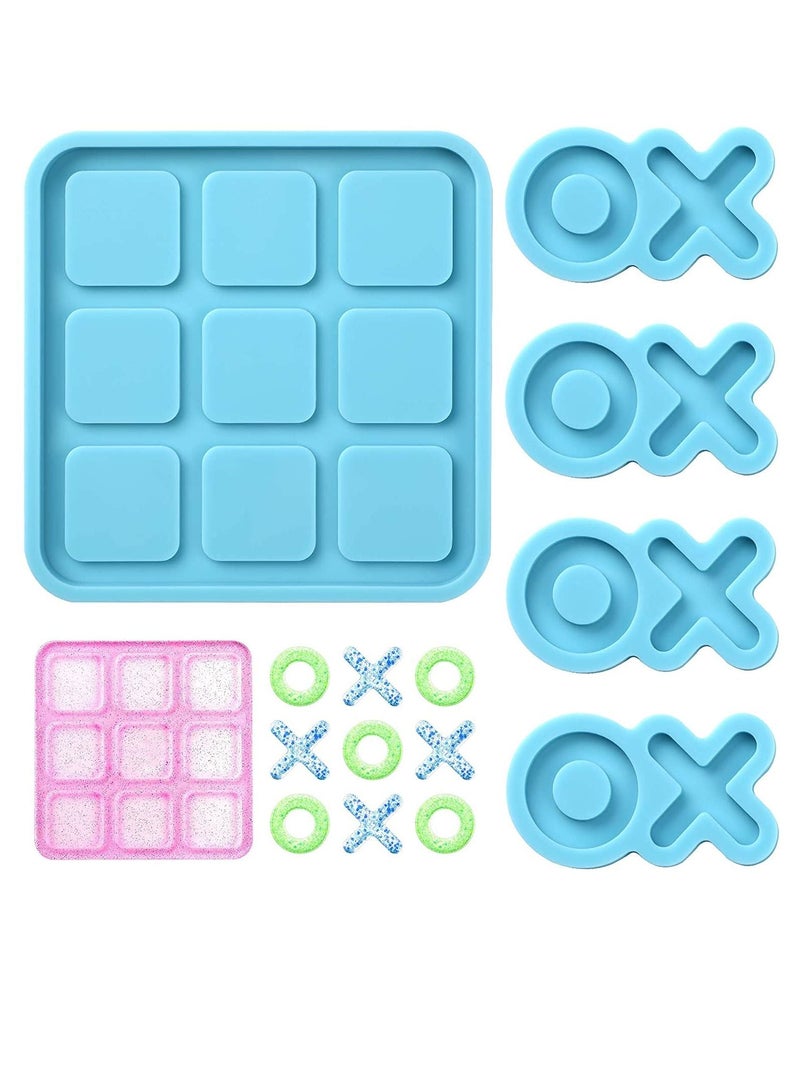 Excefore Tic Tac Toe Resin Mold with 4 XO Chess Pieces Molds, XO Board Game Silicone Casting Molds for Resin Casting,DIY Tabletop Board Game(2PCS) - Image 1