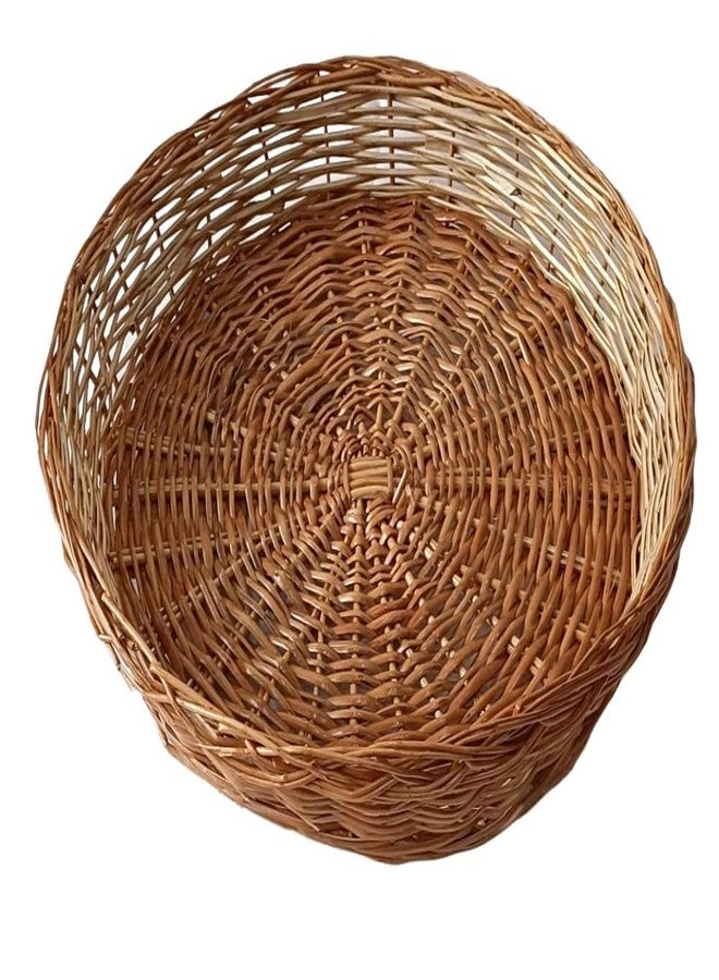 Avika Bamboo Cane Round Basket (Brown, 20 inch) - Image 2