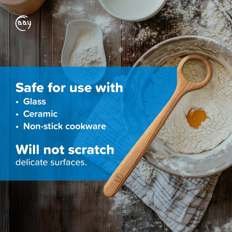 FAAY 13" Dough Whisk, 100% Healthy Teak Kitchen Utensils for Bread Mixing, Sourdough, Batter Preparation, Baking, and Cooking Tools - Image 4