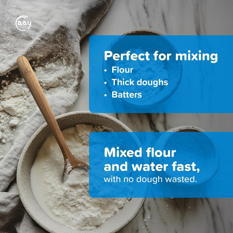 FAAY 13" Dough Whisk, 100% Healthy Teak Kitchen Utensils for Bread Mixing, Sourdough, Batter Preparation, Baking, and Cooking Tools - Image 3