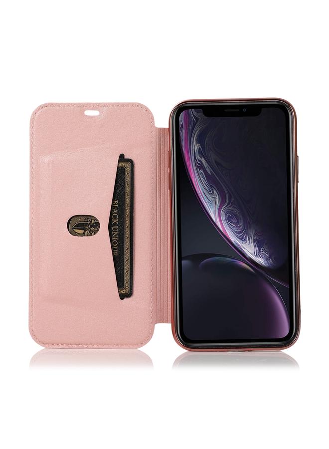 اس-توب جراب لهاتف iPhone XR مصنوع من جلد البولي يوريثان الحراري مع حامل وفتحة للبطاقات، قابل للطي أفقيًا، مطلي باللون البرونزي - Image 4
