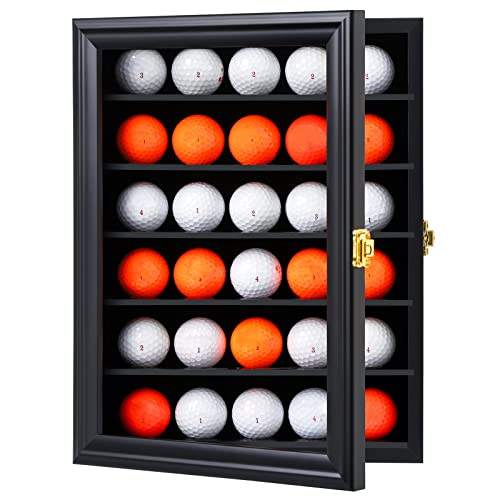 KCRasan 30 Golf Ball Display Case Lockable - Golf Ball Holder Gift for Golf Enthusiasts - Golf Ball Display Rack Cabinet for Wall Mount with Glass Door - Image 1