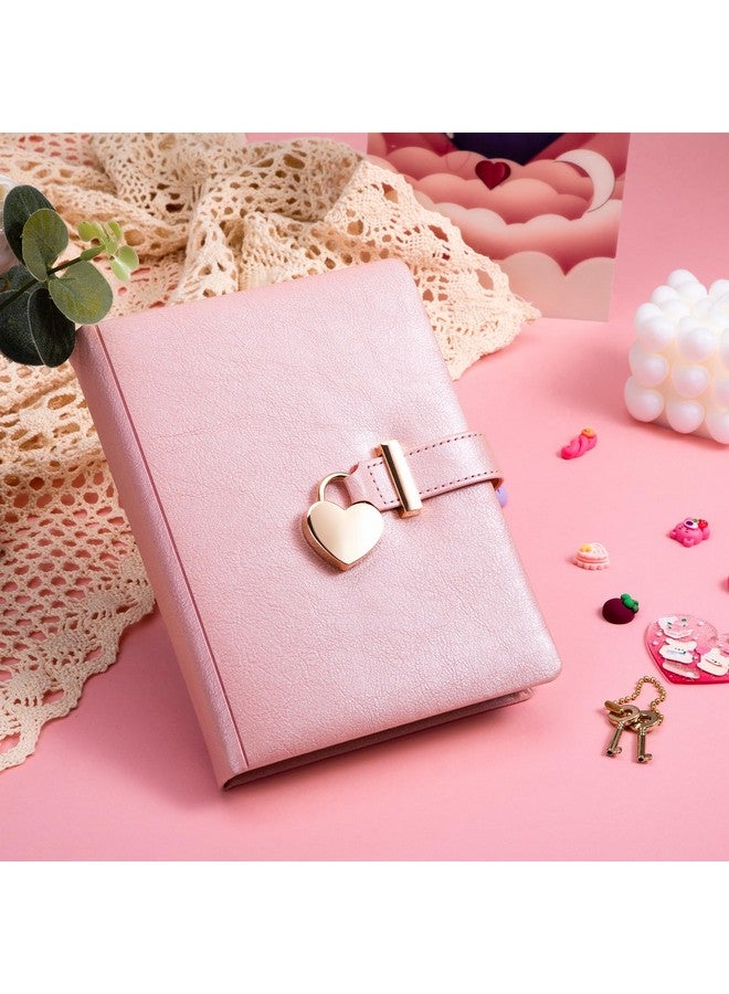 CAGIE Diary With Lock For Girls Ages 8-12 Journal With Lock And Key 296 Gold Edged Pages Heart-Shaped Locked Journal For Women Teen Girls With Gift Box (A - Pearl Pink) - Image 2