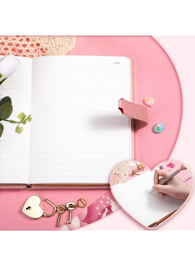 CAGIE Diary With Lock For Girls Ages 8-12 Journal With Lock And Key 296 Gold Edged Pages Heart-Shaped Locked Journal For Women Teen Girls With Gift Box (A - Pearl Pink) - Image 4
