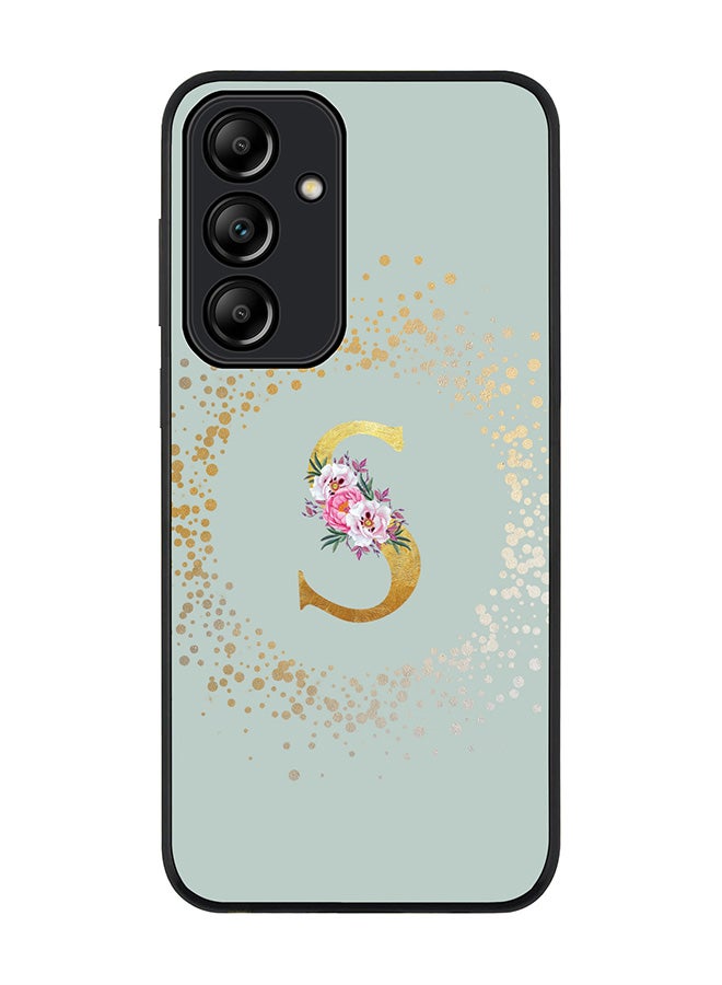 Stylizedd Rugged Black Edge Case for Samsung Galaxy A55, Slim fit Case Cover- Custom Monogram Initial Letter Floral Pattern Alphabet - S  (Light Grey)  - Image 1