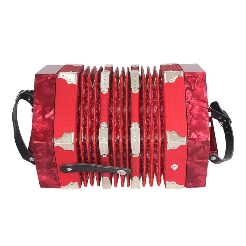 Btuty 20 Buttons 40Reed Anglo Style Accordion for Adults Professional Accordion for Beginners Adjustable Hand Strap Musical Instrument With Carrying Bag Red