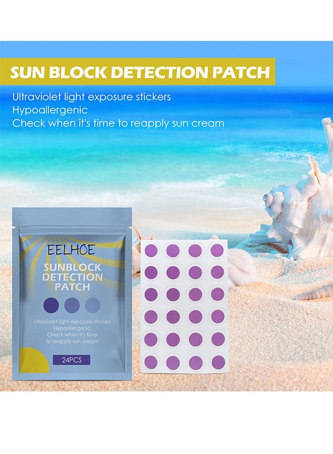 EELHOE 24 Pcs UV Stickers For Sunscreen, Sun Cream Stickers To Reapply, Waterproof UV Detection Stickers, UV Detection Reminder UV Patch For Kids Adults Waterproof Patches, Changes Color When Time To Reapply - Image 4