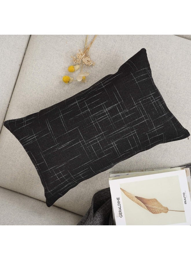 YOUR SMILE YOUR SMILE Solid Color Oblong Rectangle Decorative Cotton Linen Throw Pillow Case Cushion Cover Lumbar Pillowcase for Couch Sofa Bed12 x 20 InchesBlack  - Image 4