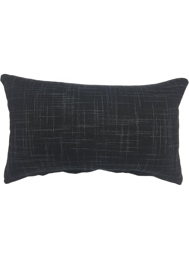 YOUR SMILE YOUR SMILE Solid Color Oblong Rectangle Decorative Cotton Linen Throw Pillow Case Cushion Cover Lumbar Pillowcase for Couch Sofa Bed12 x 20 InchesBlack  - Image 2