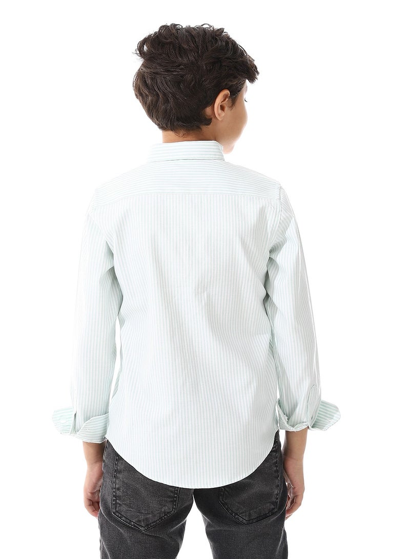 Andora Candy Stripes Boys Oxford Shirt_White & Light Green - Image 3