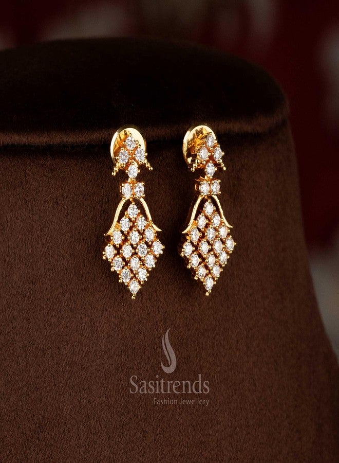 Sasitrends Geometric American Diamond Micro Gold Plated Necklace Set - Image 5