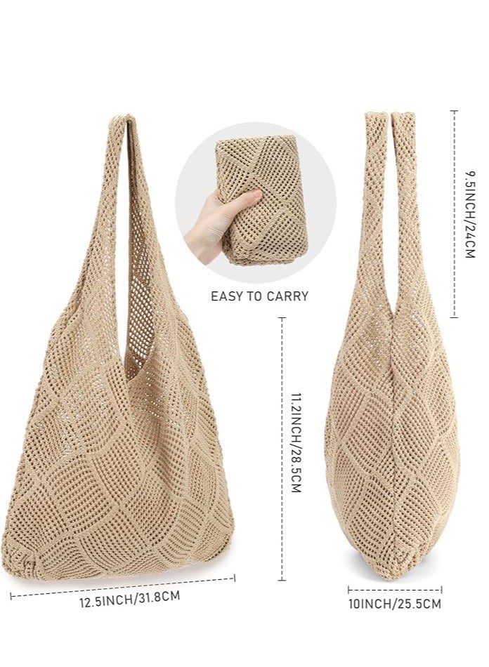 SYOSI Crochet Bags for Women Summer Beach Tote Bag Aesthetic Tote Bag Hippie Bag Knit Bag - Image 2