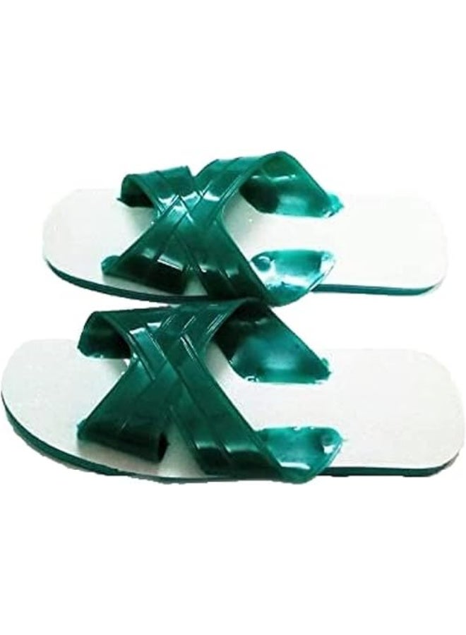Unisex transparent bathroom slide slippers, suitable for bathroom and shower, size 45, green B0FJ6JWKYD - Image 2