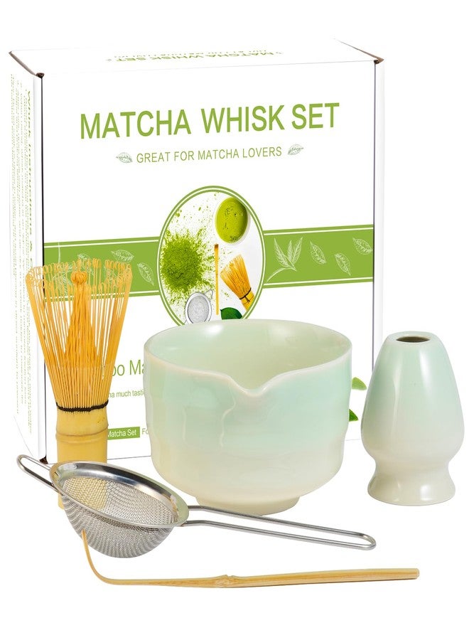 Jayhanvoe Matcha Whisk Set, Japanese Tea Set Includes Matcha Bowl with Spout, Bamboo Whisk, Ceramic Chasen Holder, Scoop, Sifter, 5 pcs Traditional Tea Making Kit for Matcha Lovers Christmas Gifts for Women Men - Image 1