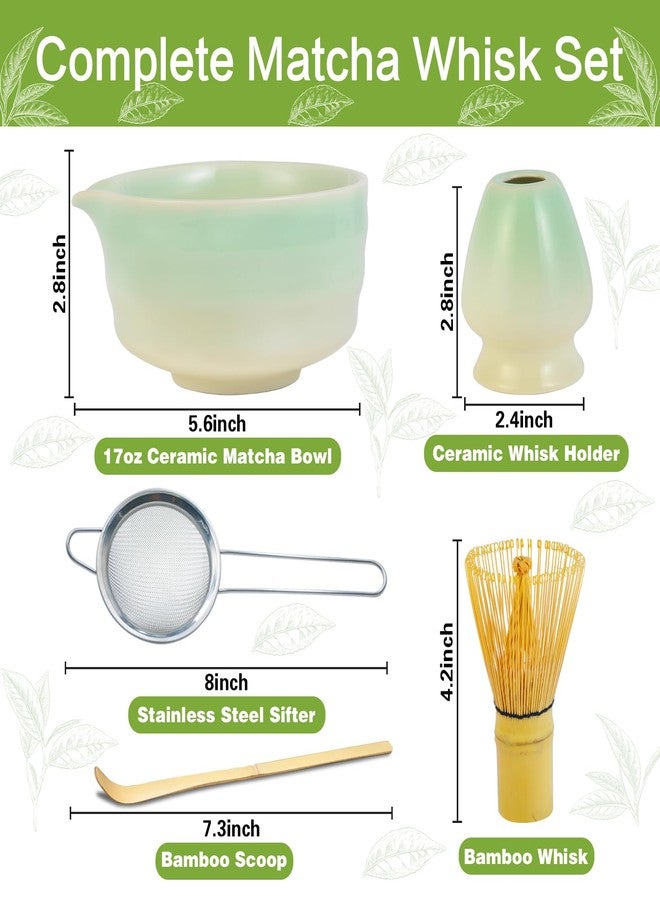 Jayhanvoe Matcha Whisk Set, Japanese Tea Set Includes Matcha Bowl with Spout, Bamboo Whisk, Ceramic Chasen Holder, Scoop, Sifter, 5 pcs Traditional Tea Making Kit for Matcha Lovers Christmas Gifts for Women Men - Image 3