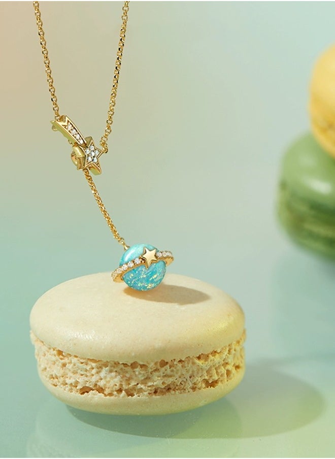 LOLA ROSE ​​Women's Lola Rose Blue Celestial Necklace - Three-Dimensional Planet Pendant, Contemporary Minimalist Jewelry for Daily Wear & Special Occasions​​  - Image 2