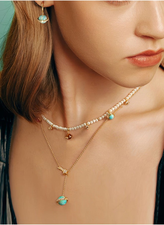 LOLA ROSE ​​Women's Lola Rose Blue Celestial Necklace - Three-Dimensional Planet Pendant, Contemporary Minimalist Jewelry for Daily Wear & Special Occasions​​  - Image 4