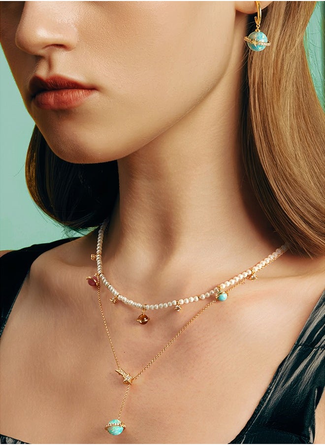 LOLA ROSE ​​Women's Lola Rose Blue Celestial Necklace - Three-Dimensional Planet Pendant, Contemporary Minimalist Jewelry for Daily Wear & Special Occasions​​  - Image 5
