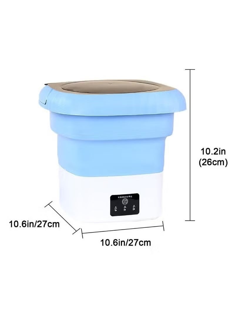 ELTRAZONE - Folding Mini Automatic Washing Machine – 6L Portable and Lightweight Clothes Washer with Spin Dryer, Detachable Drain Basket, and 3 Wash Modes – Compact Laundry Solution for Baby Clothes, Travel, Dorm Rooms, Apartments, and Small Spaces – Blue - Image 1