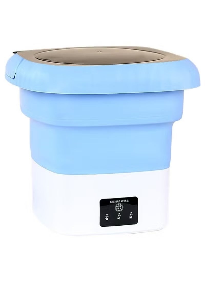 ELTRAZONE - Folding Mini Automatic Washing Machine – 6L Portable and Lightweight Clothes Washer with Spin Dryer, Detachable Drain Basket, and 3 Wash Modes – Compact Laundry Solution for Baby Clothes, Travel, Dorm Rooms, Apartments, and Small Spaces – Blue - Image 1