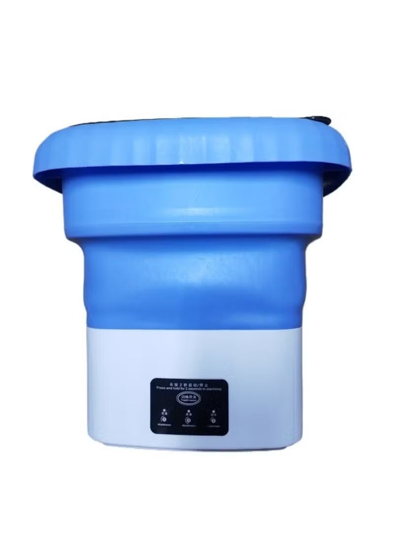 ELTRAZONE - Folding Mini Automatic Washing Machine – 6L Portable and Lightweight Clothes Washer with Spin Dryer, Detachable Drain Basket, and 3 Wash Modes – Compact Laundry Solution for Baby Clothes, Travel, Dorm Rooms, Apartments, and Small Spaces – Blue - Image 1